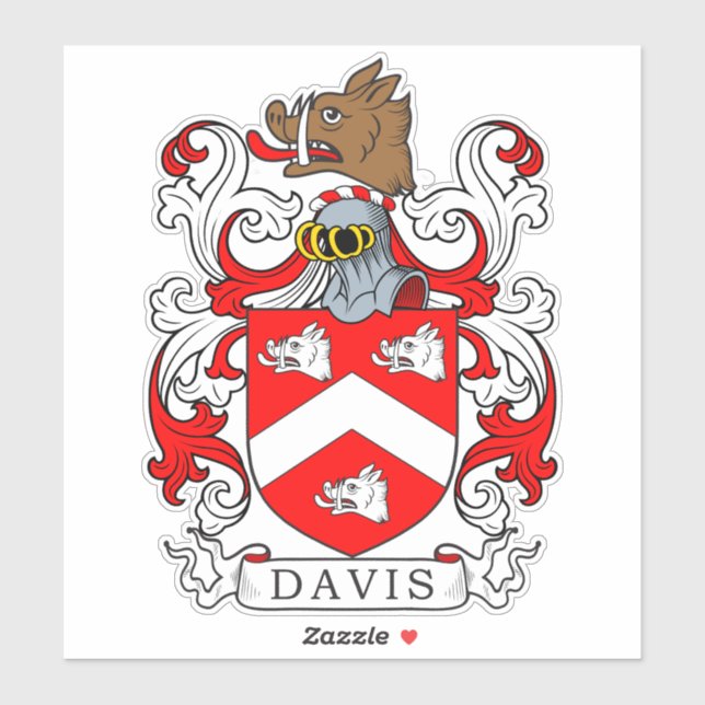 Davis Familienwappen Aufkleber (Blatt)