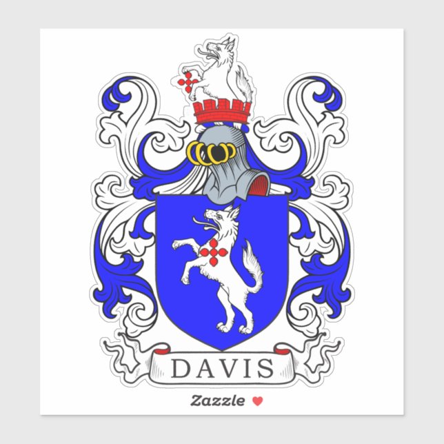 Davis Familienwappen Aufkleber (Blatt)