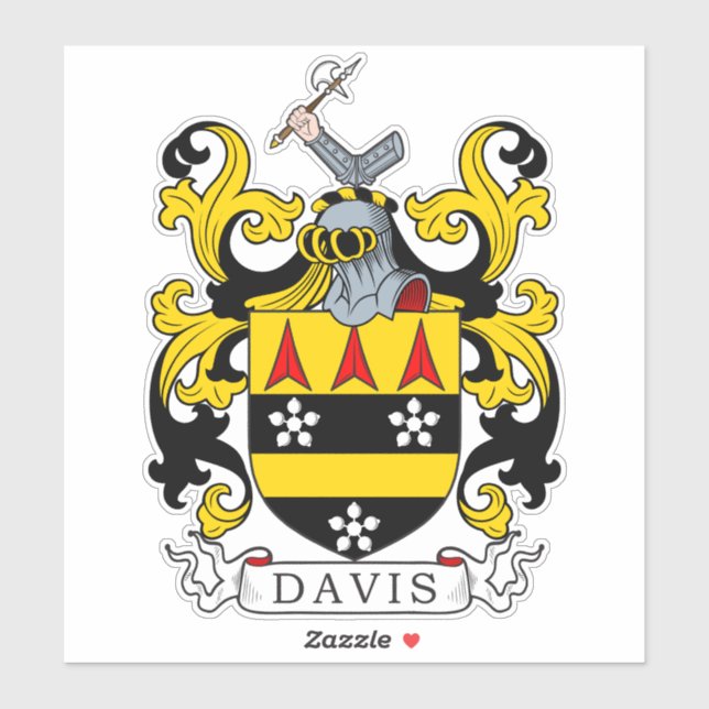 Davis Familienwappen Aufkleber (Blatt)