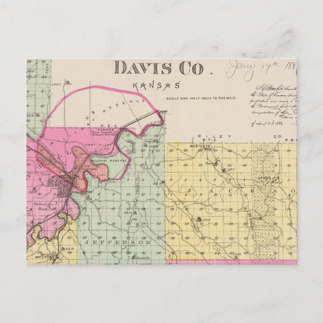 Davis Landkreis, Kansas Postkarte (Vorderseite)