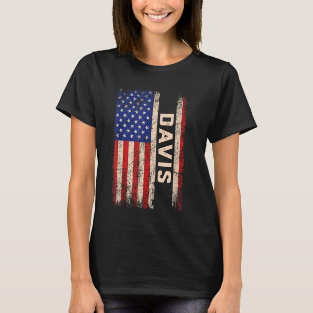 Davis Nachname Shirt Davis Name American Flag (Vorderseite)