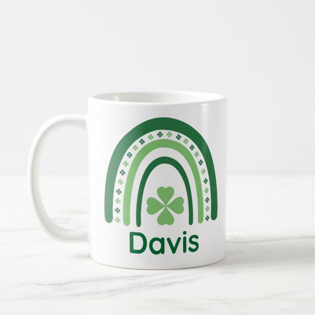 Davis Name Clover Boho Rainbow Kaffeetasse (Links)