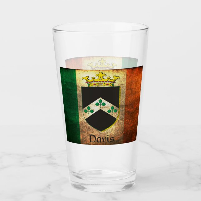 Davis-Wappen unter irischer Flagge Glas (Vorderseite)