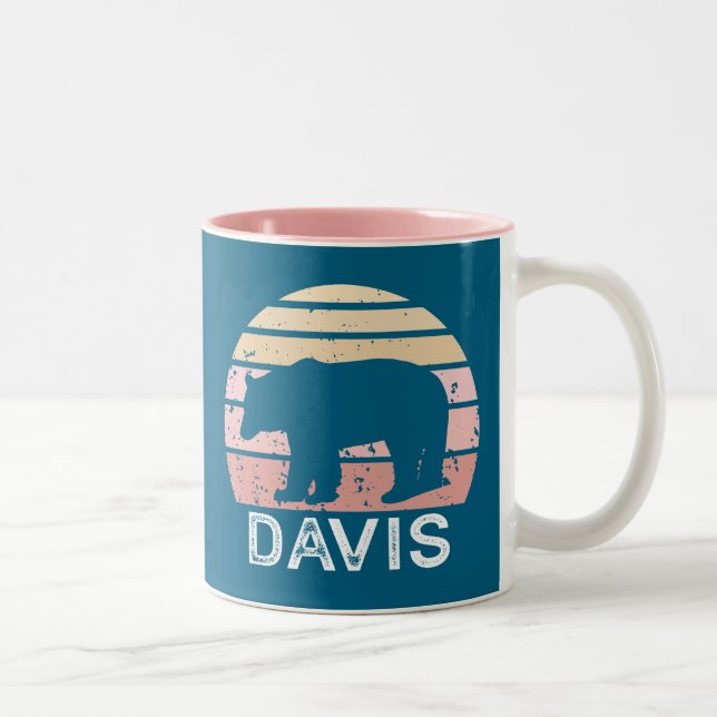Davis West Virginia Retro Bear Zweifarbige Tasse (Rechts)