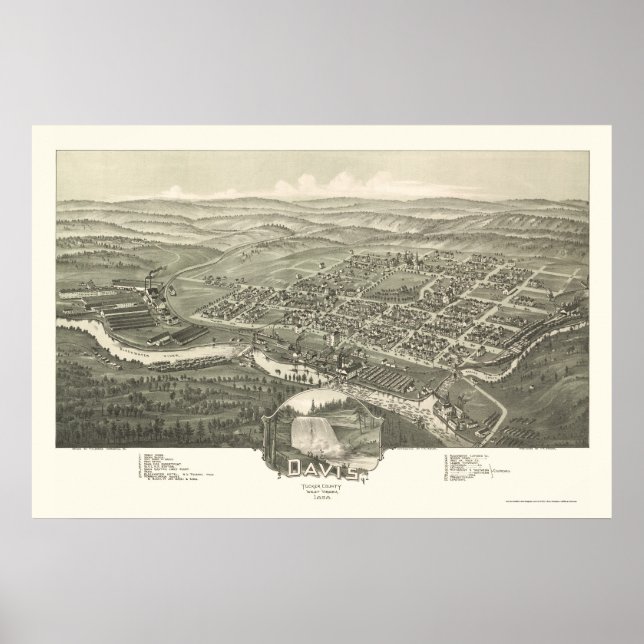 Davis, WV Panoramic Map - 1898 Poster (Vorne)