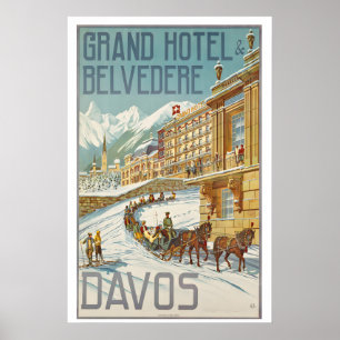 Davos Grand Hotel&Belvedere Vintage Reiseposter Poster