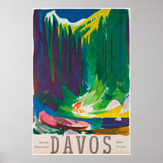 Davos, Parsen, Schweiz, Skiplakat Poster
