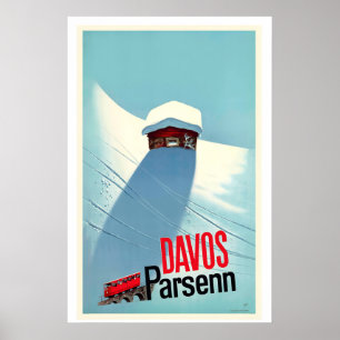 Davos Parsenn Schweiz Vintage-Skiposter Poster