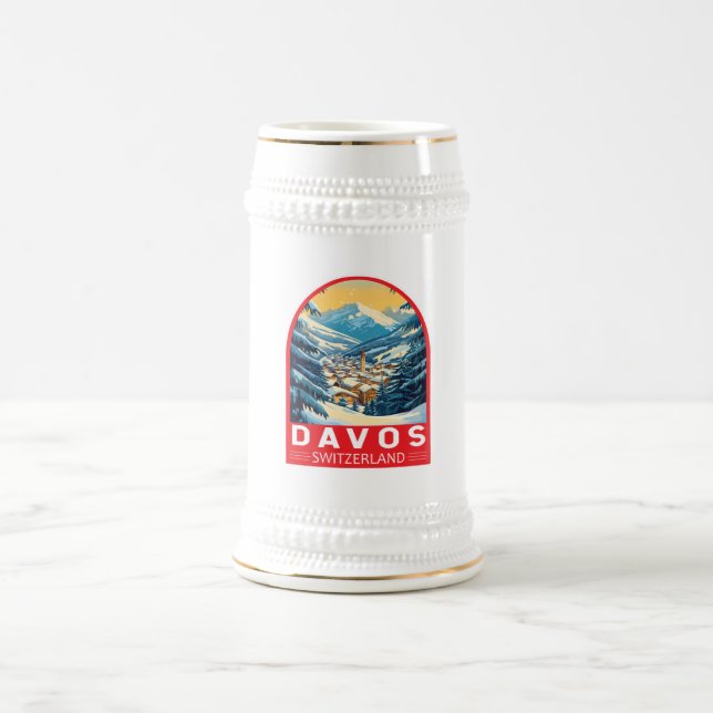 Davos Schweiz Reisen Bierglas (Mittel)