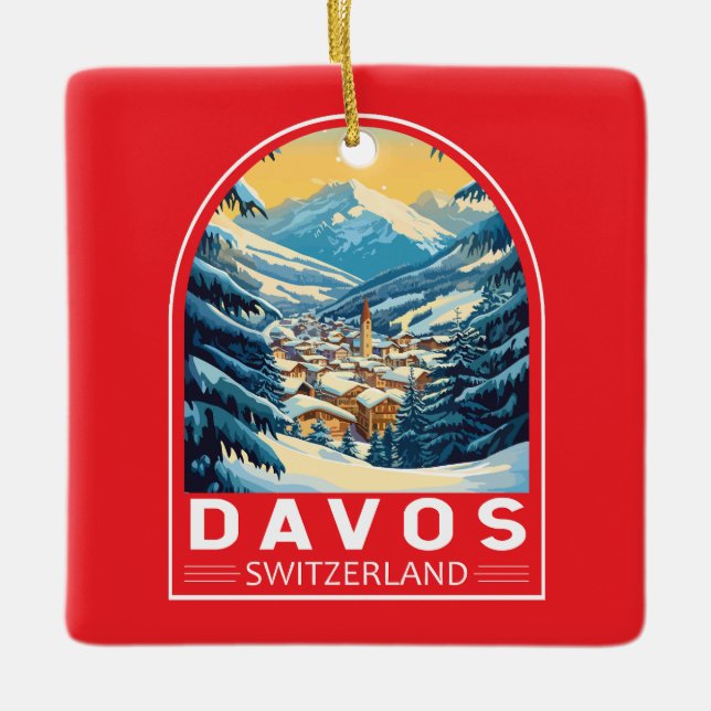 Davos Schweiz Reisen Keramikornament (Vorderseite)