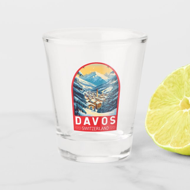 Davos Schweiz Reisen Schnapsglas (Vorderseite)