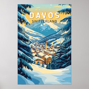 Davos Schweiz Reisen Vintag Poster