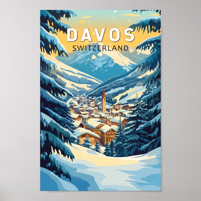 Davos Schweiz Reisen Vintag Poster (Vorne)
