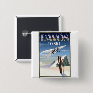 Davos Schweiz Reiseplakat Button