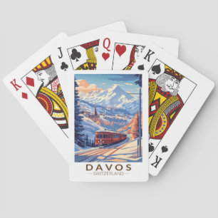 Davos Schweiz Zug Reise Kunst Vintage Spielkarten