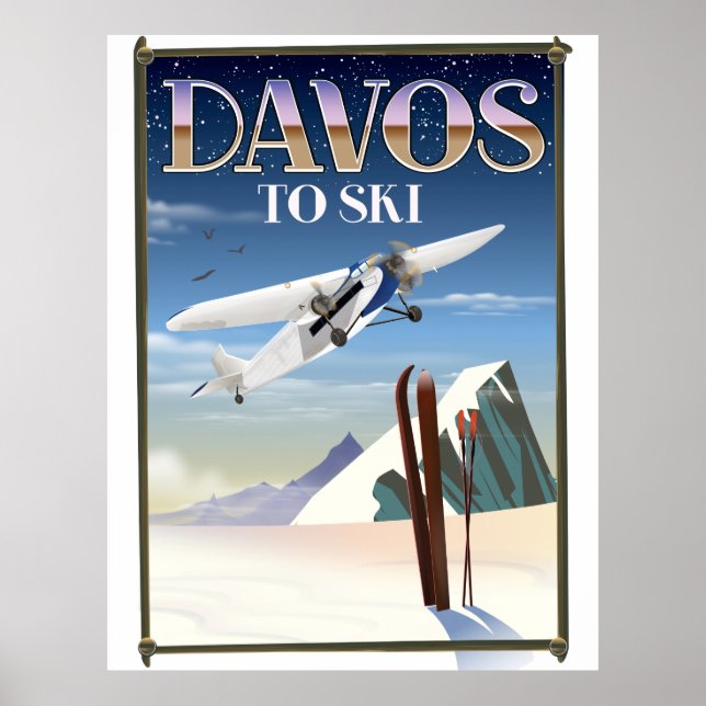 Davos Switzerland Reiseplakat Poster (Vorne)