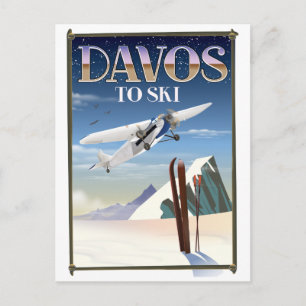 Davos Switzerland Reiseplakat Postkarte