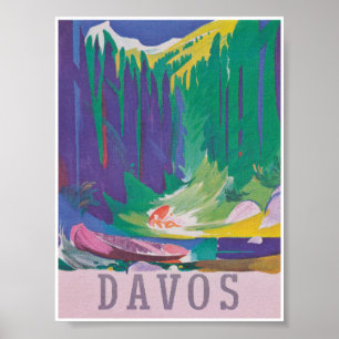 Davos Switzerland Retro Vintage Travel Poster