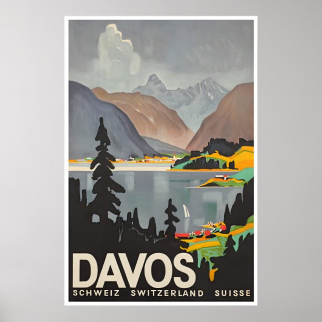 Davos Wandkunst Schweiz Poster Schweizer Geschenk  (Vorne)