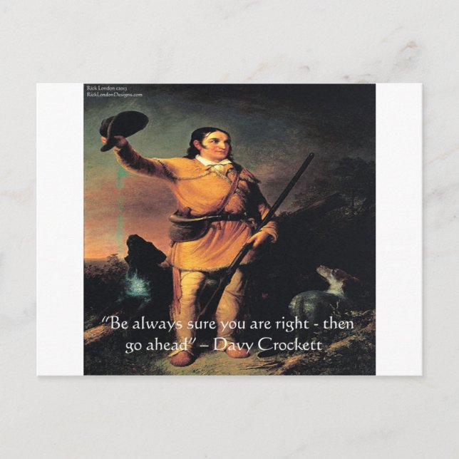 Davy Crocket "Go Ahead"-Weisheitszettel Postkarte (Vorderseite)