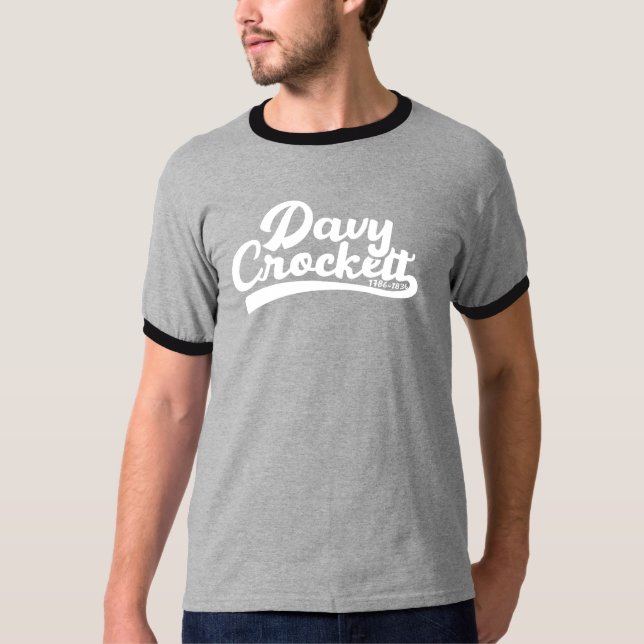 Davy Crockett 1786 - 1836 Weiße Typografie T-Shirt (Vorderseite)