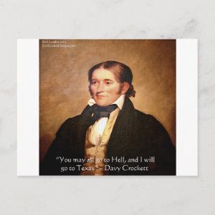 Davy Crockett "Nach Texas" Humor Zitat Postkarte