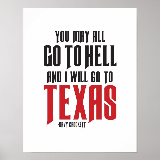 Davy Crockett Zitat Texas Poster (Vorne)