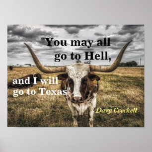 Davy Crockett Zitat von Hell und Texas Poster