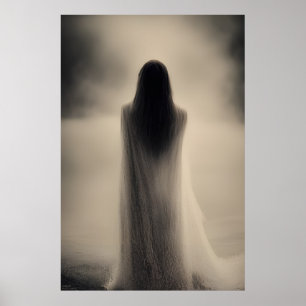 Dawn - AI Fantasy Art Print Black and White Poster
