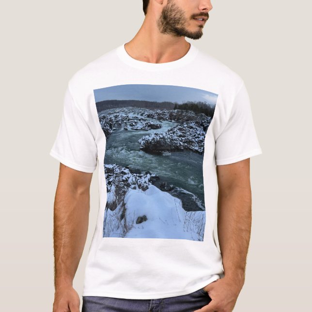 Dawn Cascade: Great Falls Morning T-Shirt (Vorderseite)