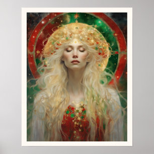 Dawn Dreaming of Christmas Art Nuevo Frau Poster