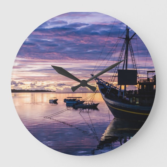 Dawn in Micronesia Große Wanduhr (Vorderseite)