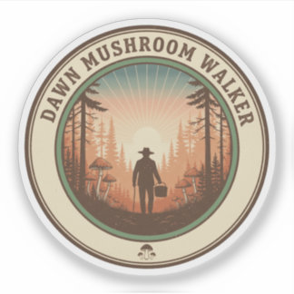 Dawn Mushroom Walker Forest Foraging Aufkleber