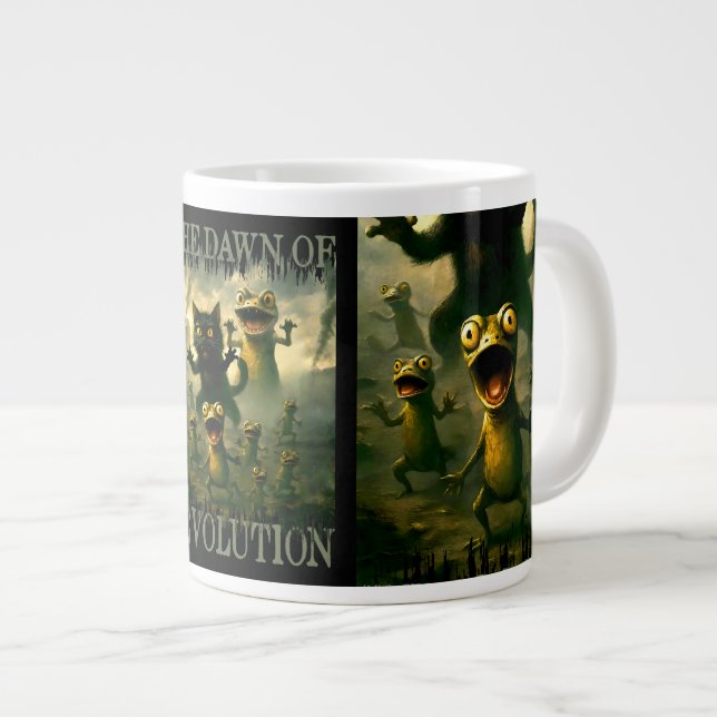 Dawn of revolution funny rebel cat lizard frogs Jumbo-Tasse (Vorderseite Rechts)