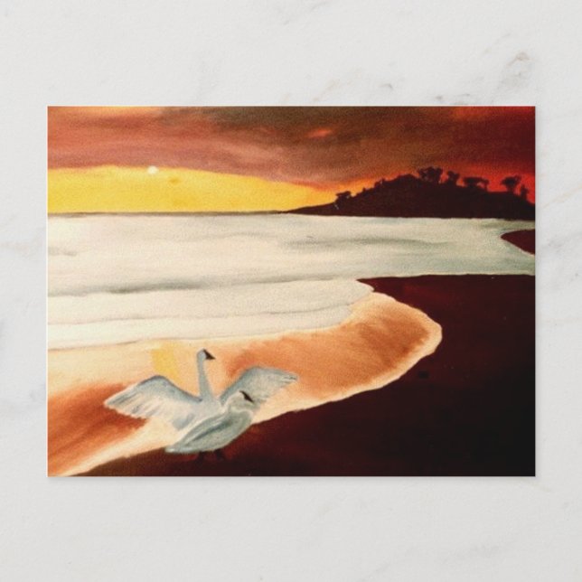Dawn Patrol Hawaiian Sun Set Postcard Hawaii Art Postkarte (Vorderseite)