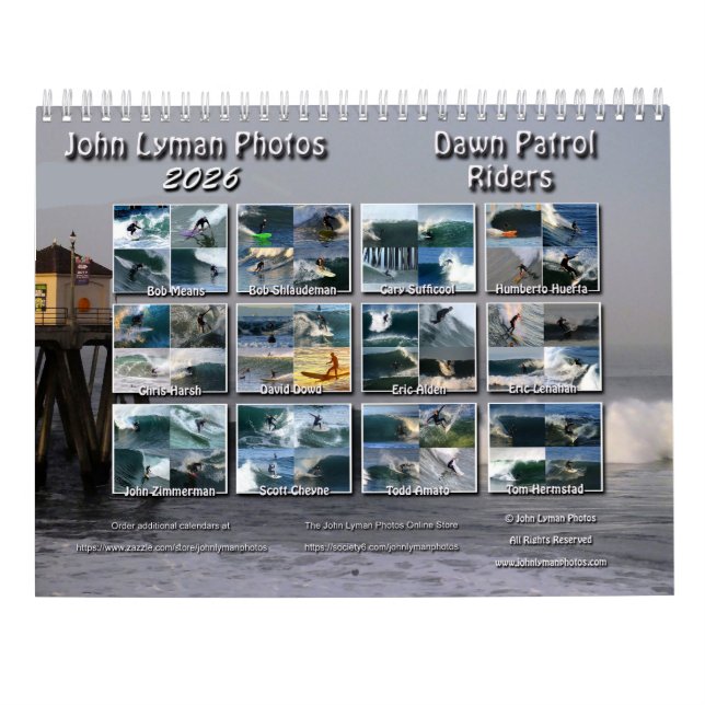 Dawn Patrol Riders Surfing Calendar 2026 Kalender (Rückseite)