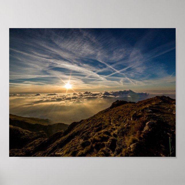 Dawn Sun Mountain Landschaft Poster (Vorne)