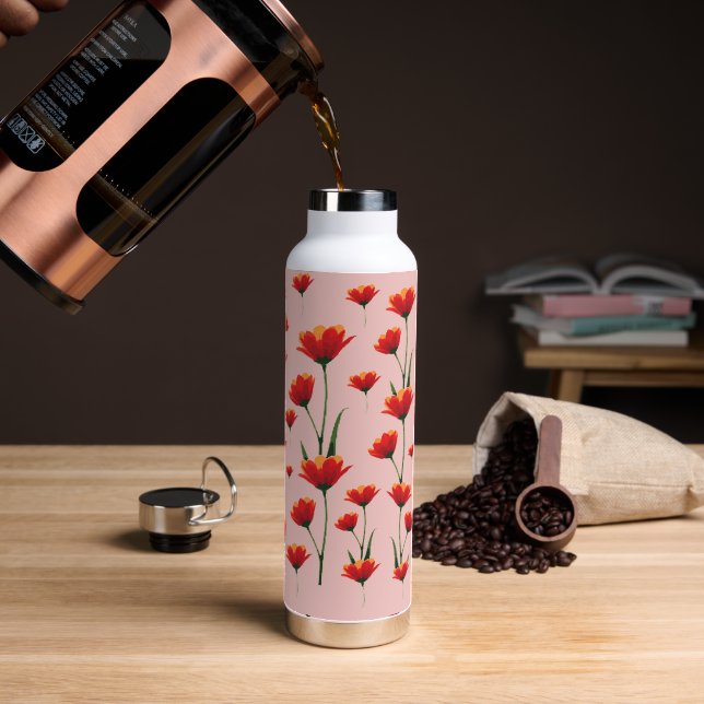 Dawnfire Poppies Trinkflasche (Kaffee (gedreht))