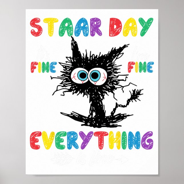 Day Black Cat Teacher Student Kids Staar Testing D Poster (Vorne)