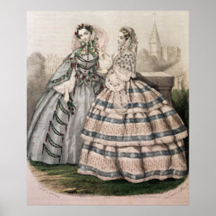 Day Dress for 1858, engraved by Barreau Poster