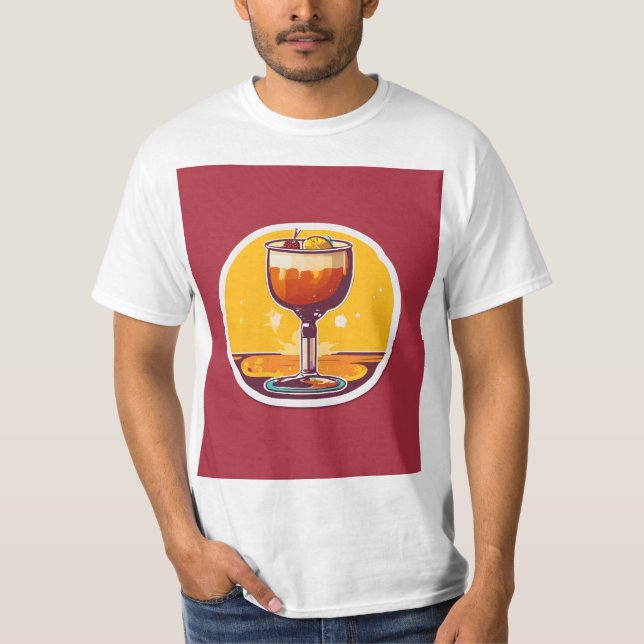 Day Drink 70er Retro Aufkleber T-Shirt (Vorderseite)