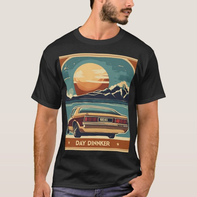 Day Drinker Retro 70er T-Shirt (Vorderseite)