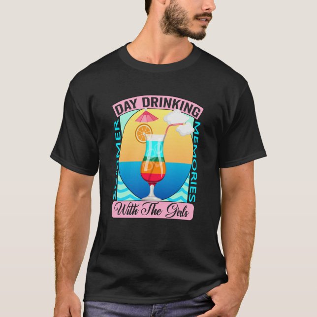 Day Drinking At The Lake With My Girls Summer Memo T-Shirt (Vorderseite)