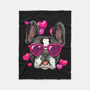 Day French Bulldog Heart Couples Liebe Day Hund Fleecedecke