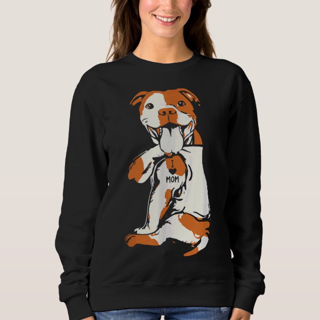 Day Funny Dog Pitbull I Liebe Mama Sweatshirt (Vorderseite)