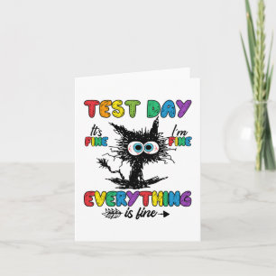 Day Funny Stressed Cat Teacher Student Kids Testie Karte