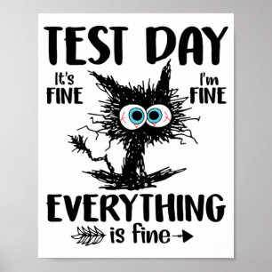 Day Funny Stressed Cat Teacher Student Kids Testie Poster