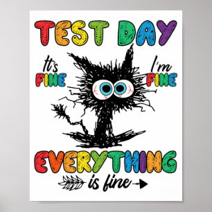 Day Funny Stressed Cat Teacher Student Kids Testie Poster