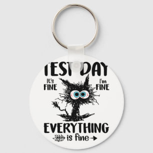 Day Funny Stressed Cat Teacher Student Kids Testie Schlüsselanhänger