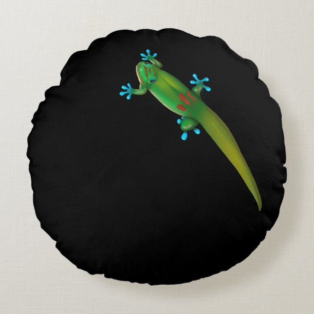 Day Gecko Rundes Kissen (Vorderseite)